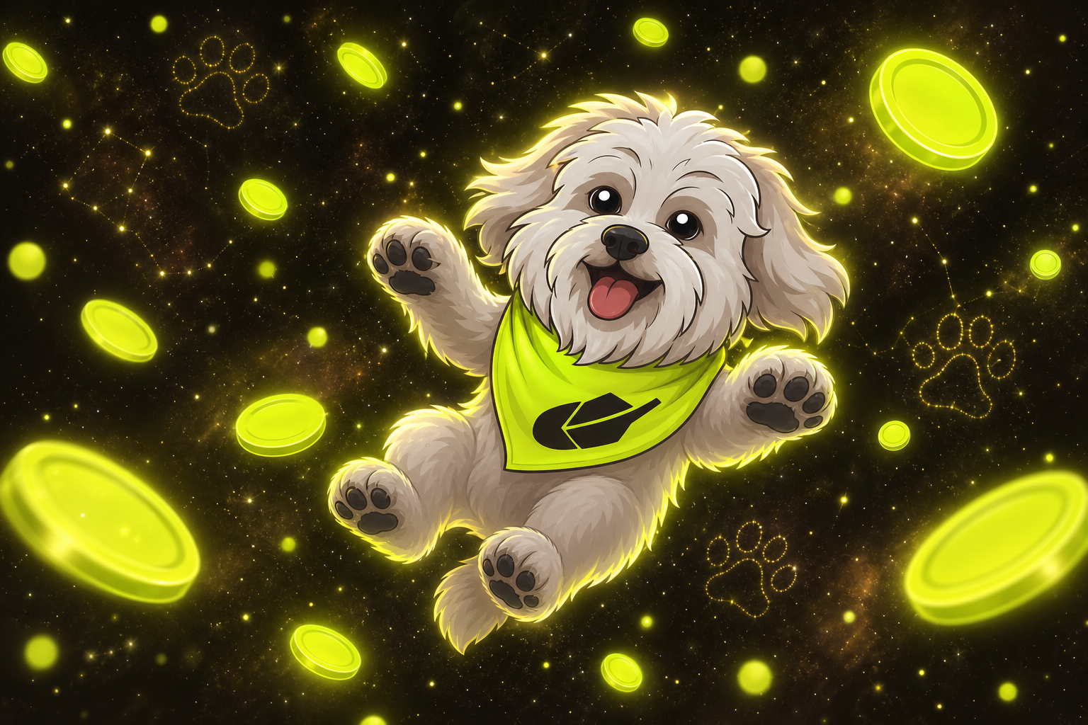 Brodie floating in space among glowing orbs